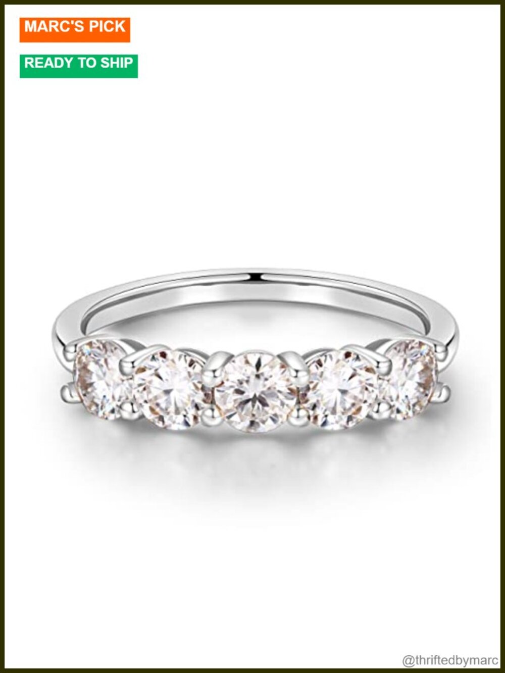Moissanite Wedding Band 925 Sterling Silver Half Eternity Promise Ring